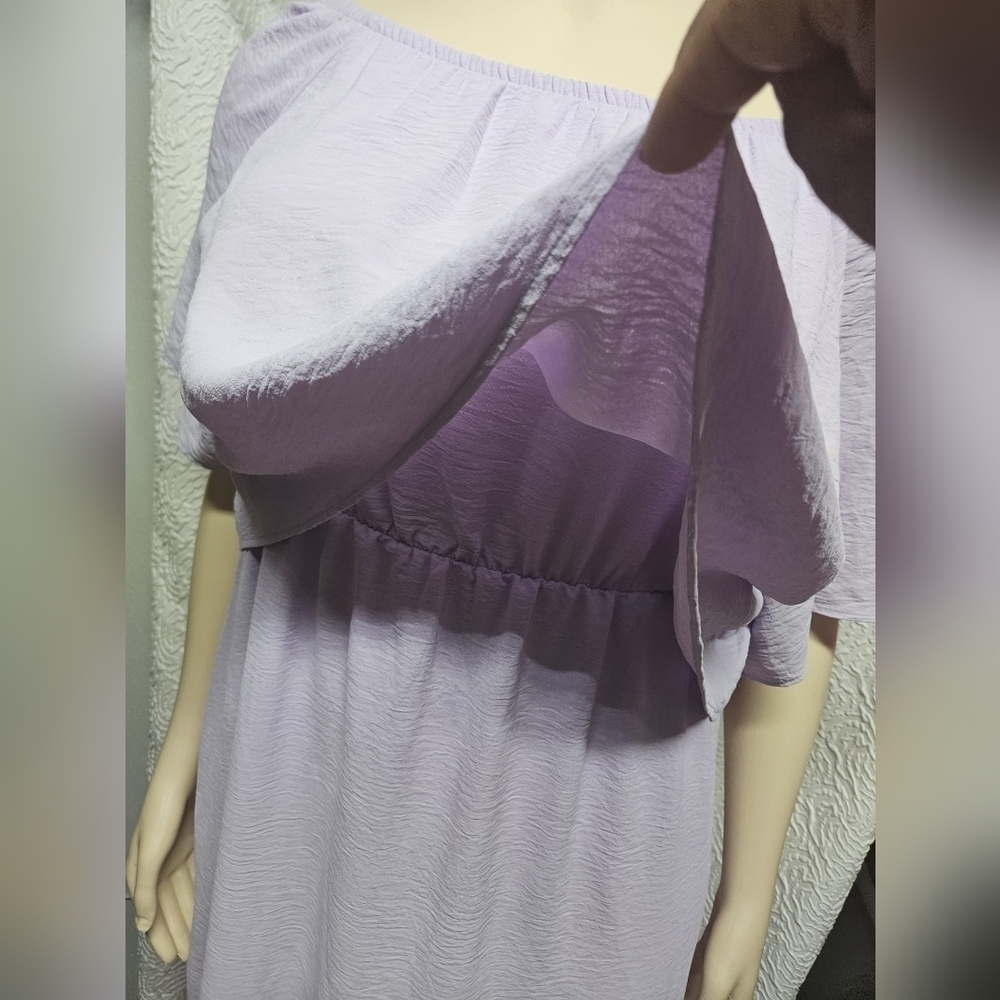 Purple Ruffled Off-Shoulder Maxi Sundress - Picture 7 of 9